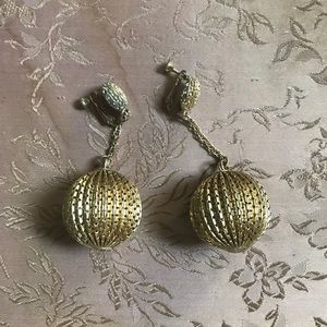 Gold Globe 70’s Clip In Earrings